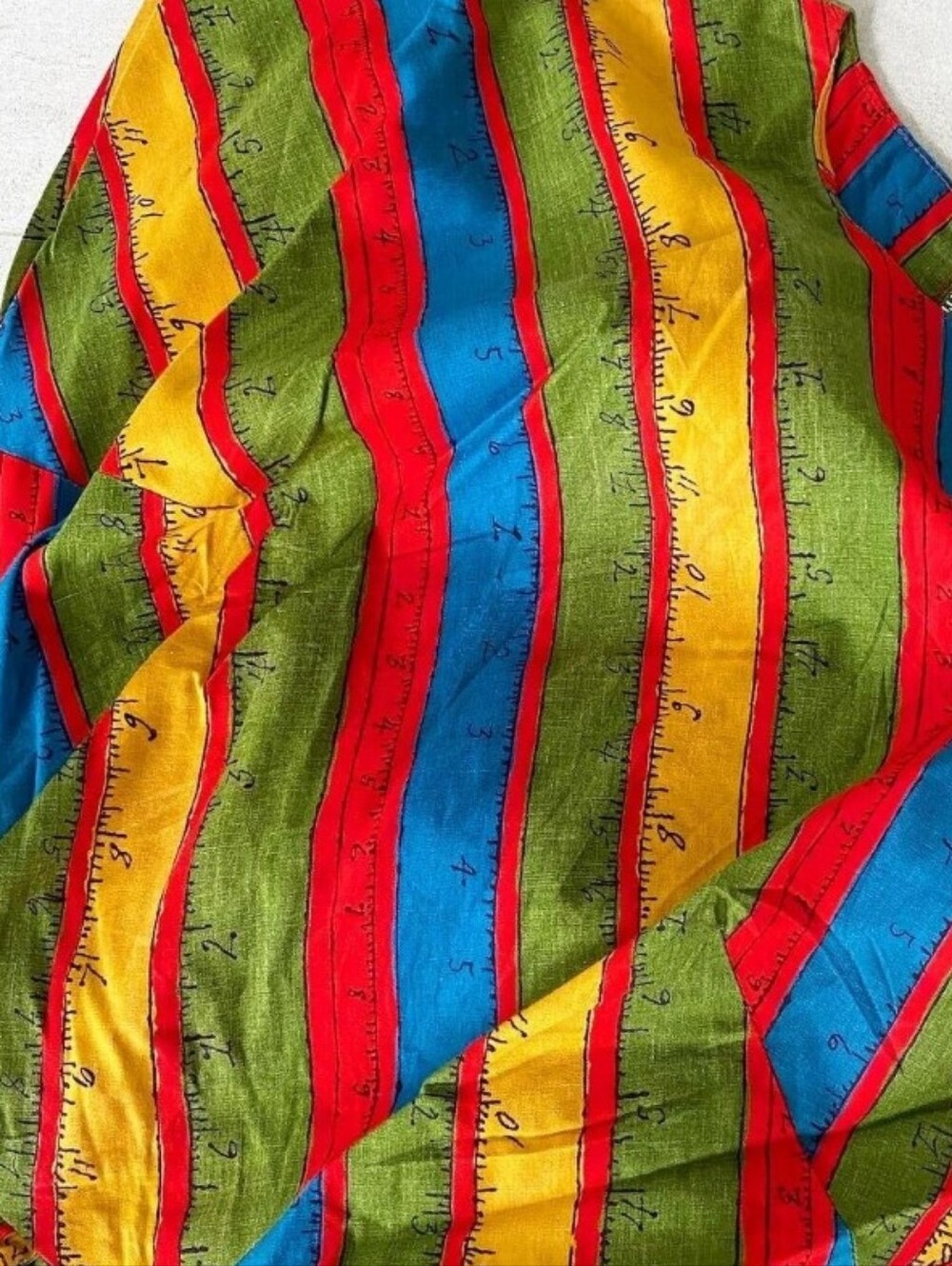 Vintage 1950's colorful striped novelty print ruler dress - Picture 2 of 3